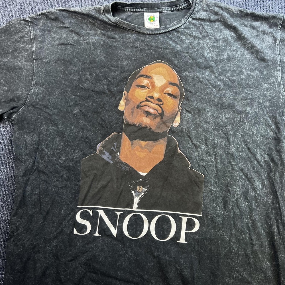 Cross Colours Snoop Shirt‎ Mens XL Black Mineral Acid Wash Graphic Tee T-Shirt